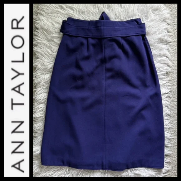 Ann Taylor Belted Purple A-Line Skirt - Picture 4 of 6